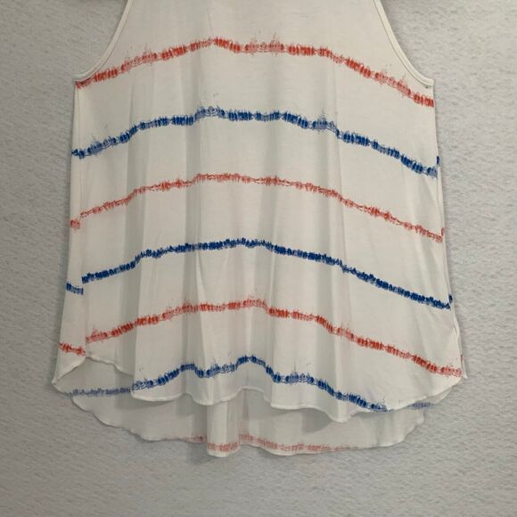 Old Navy Top Women L Red White Blue Halter HiLo Patriotic Tie Dye Comfy Nautical - Picture 9 of 12